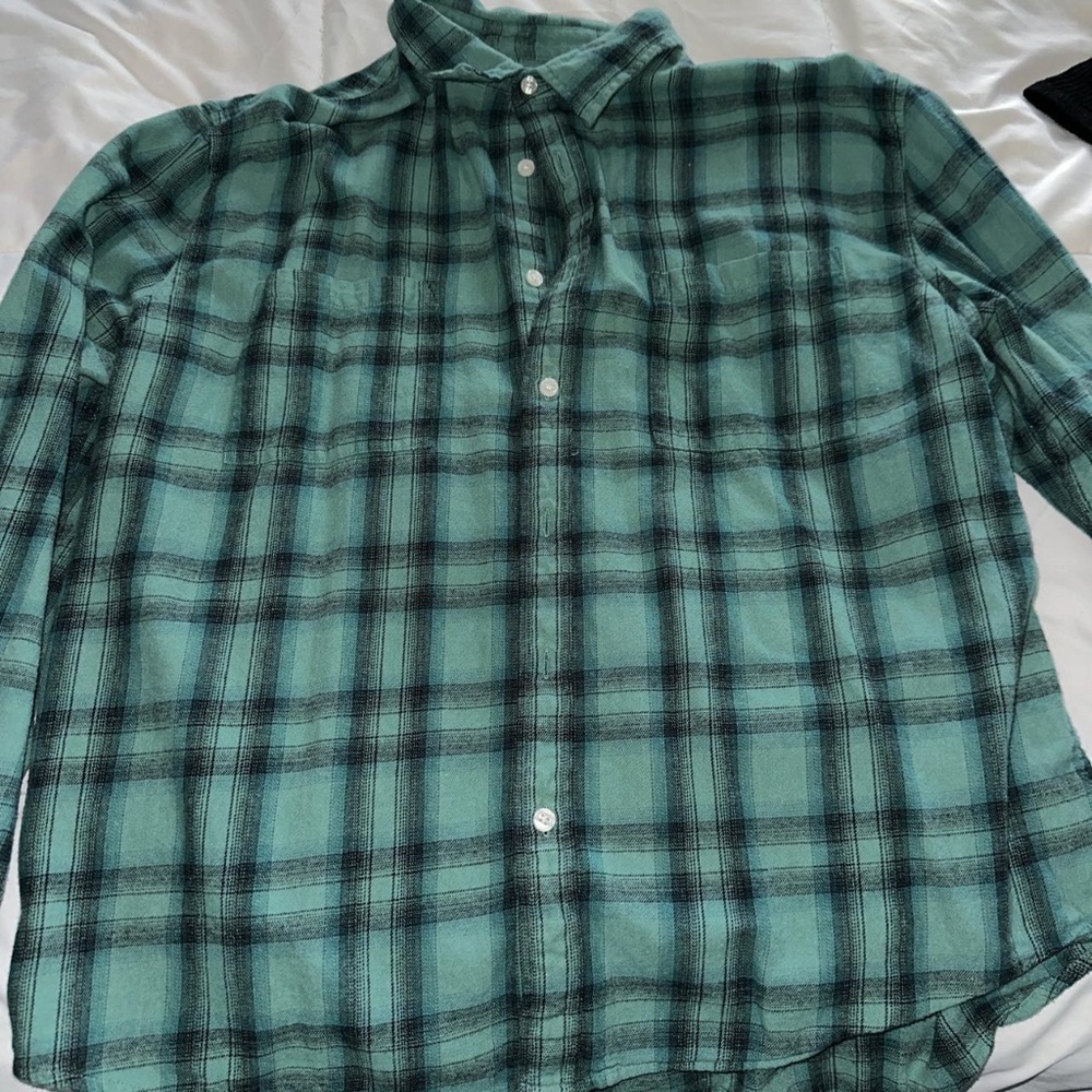 XL Arizona Black and Green Flannel Button Up